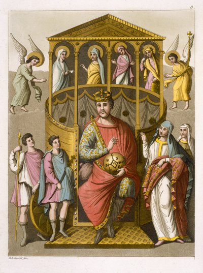 Carlos II (823-77) el Calvo, de un manuscrito en la Biblioteca de Colberg, lámina 8 de 